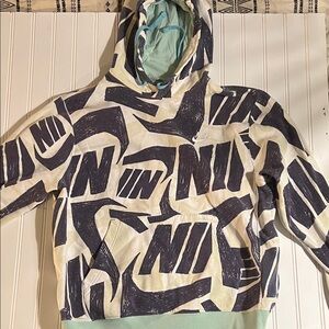 Nike Abstract Print Hoodie in Black and Cream
